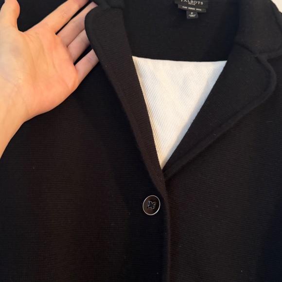 Talbots 100% merino wool black cardigan jacket sweater new size s petite women's - Picture 4 of 10
